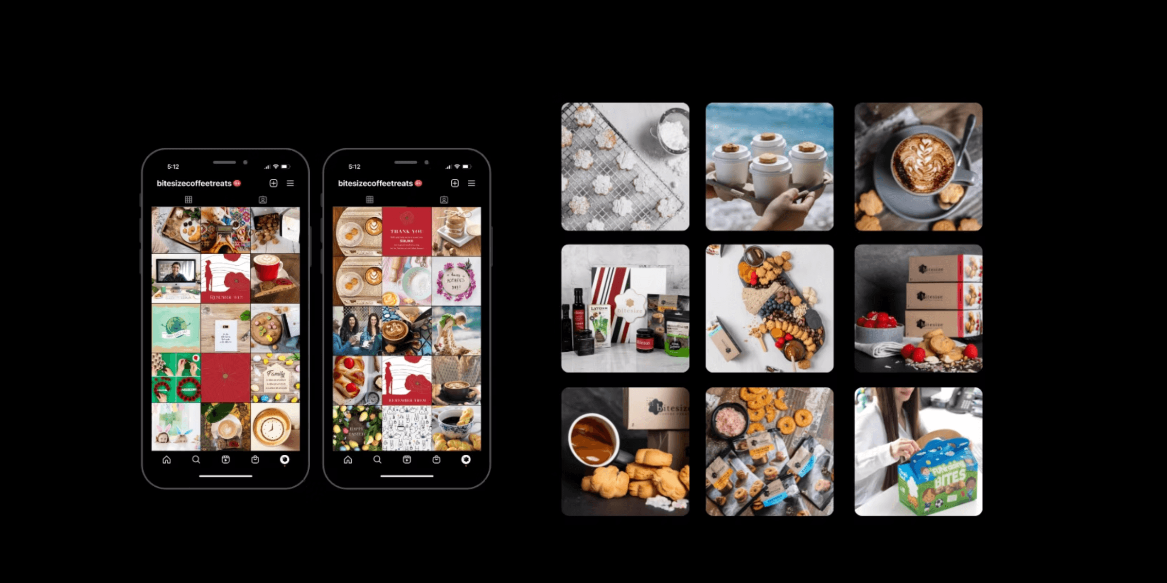 Bitesize Group social media feed before and after transformation