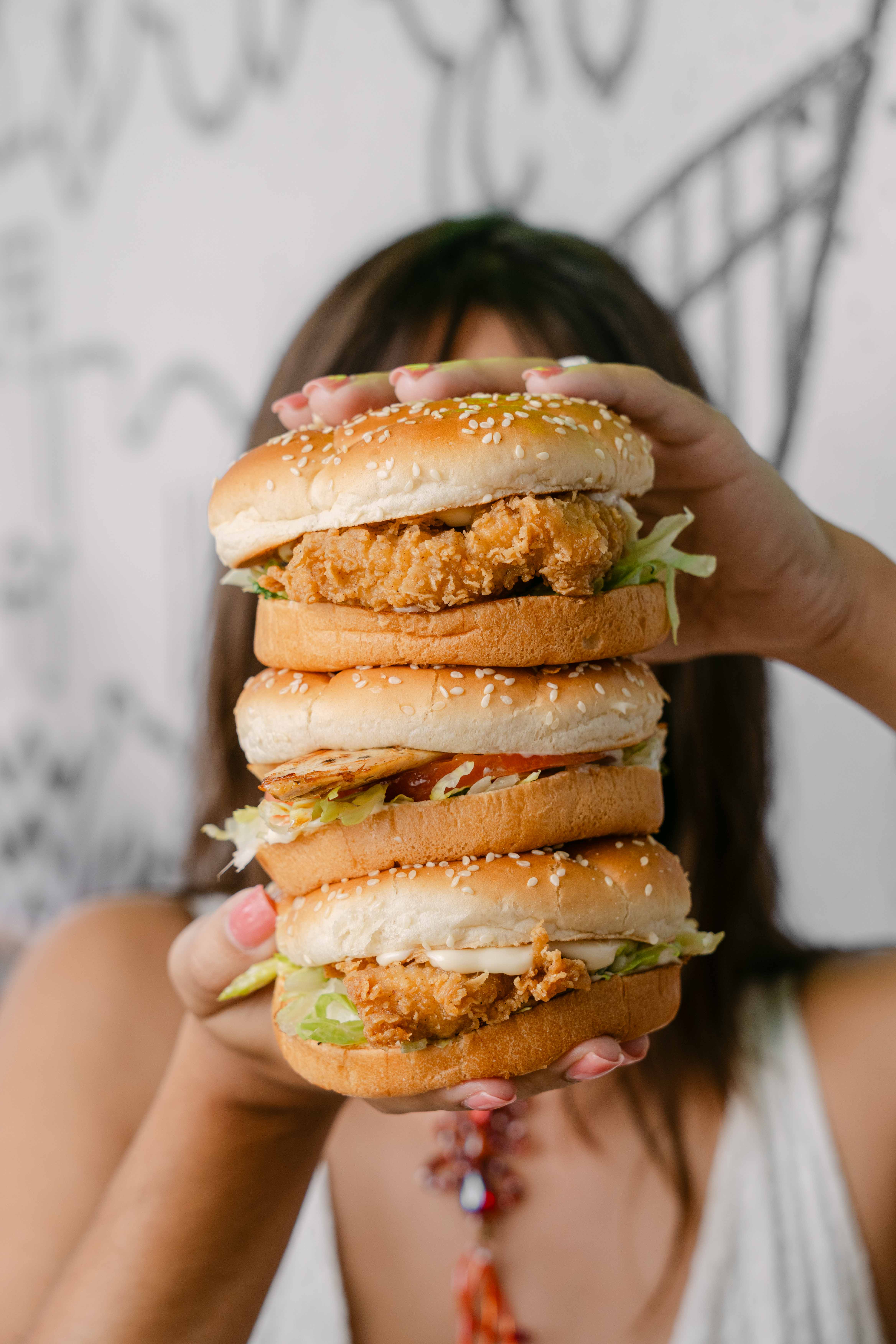 Stacked burger food photography for hospitality client