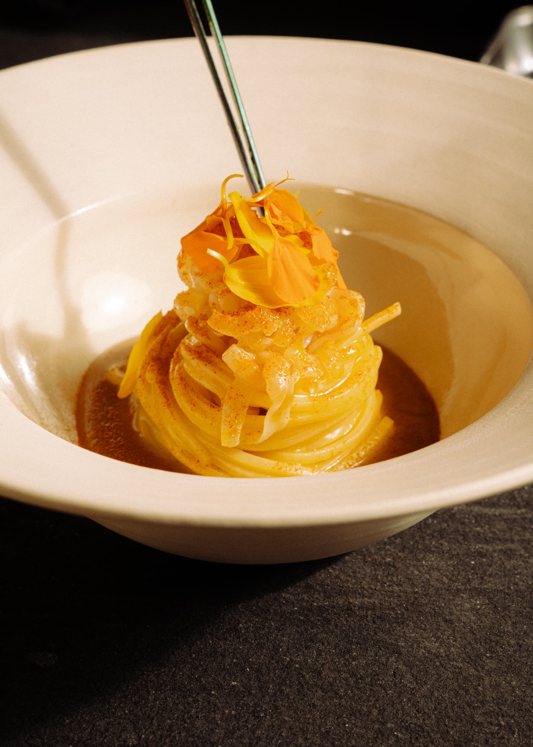 Pasta cooking action shot for restaurant content creation